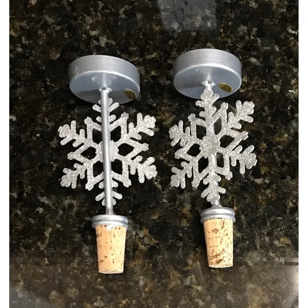 Snowflake Wine Bottle Stopper Votive Tea Light‎ Candle Holder Christmas Decor